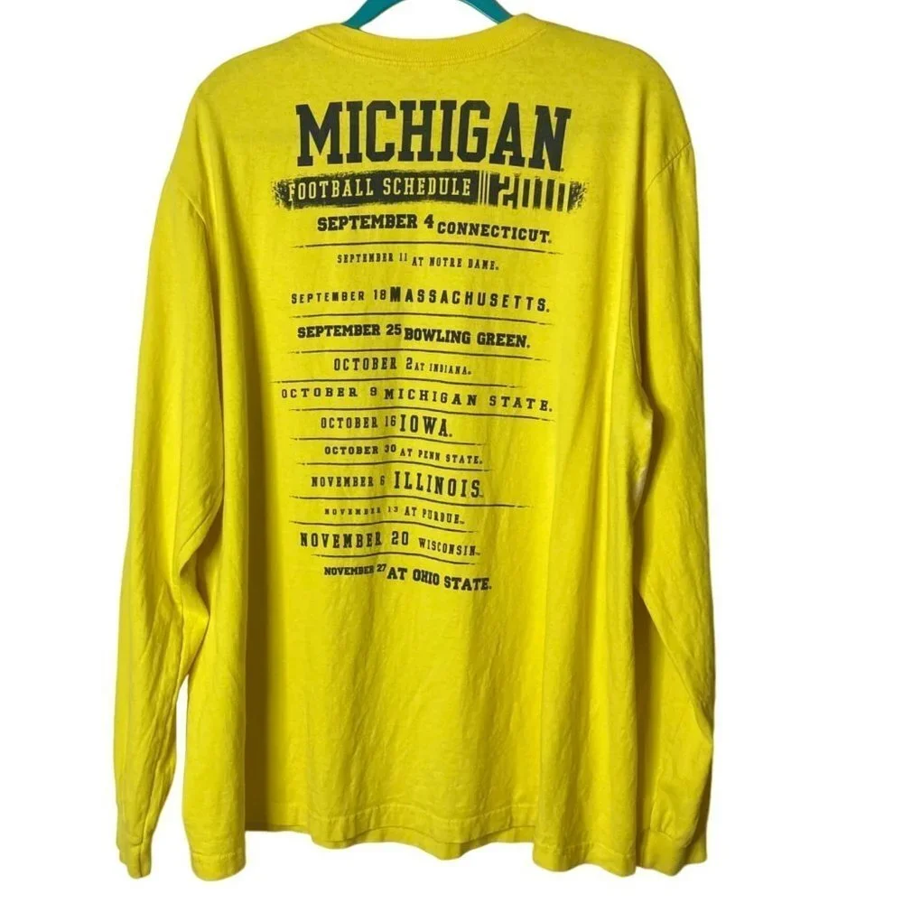 Adidas Michigan‎ Football Yellow Graphic Shirt 2010 2 Sided Sz 2XL Retro READ